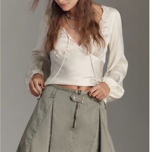 Pilcro Mini Skort in Olive Green